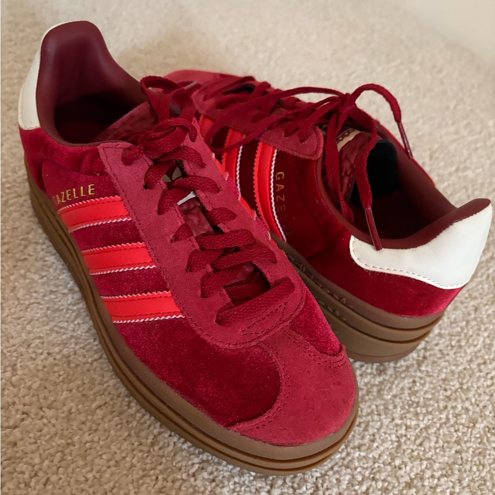 Adidas Gazelle Red and White Sneakers